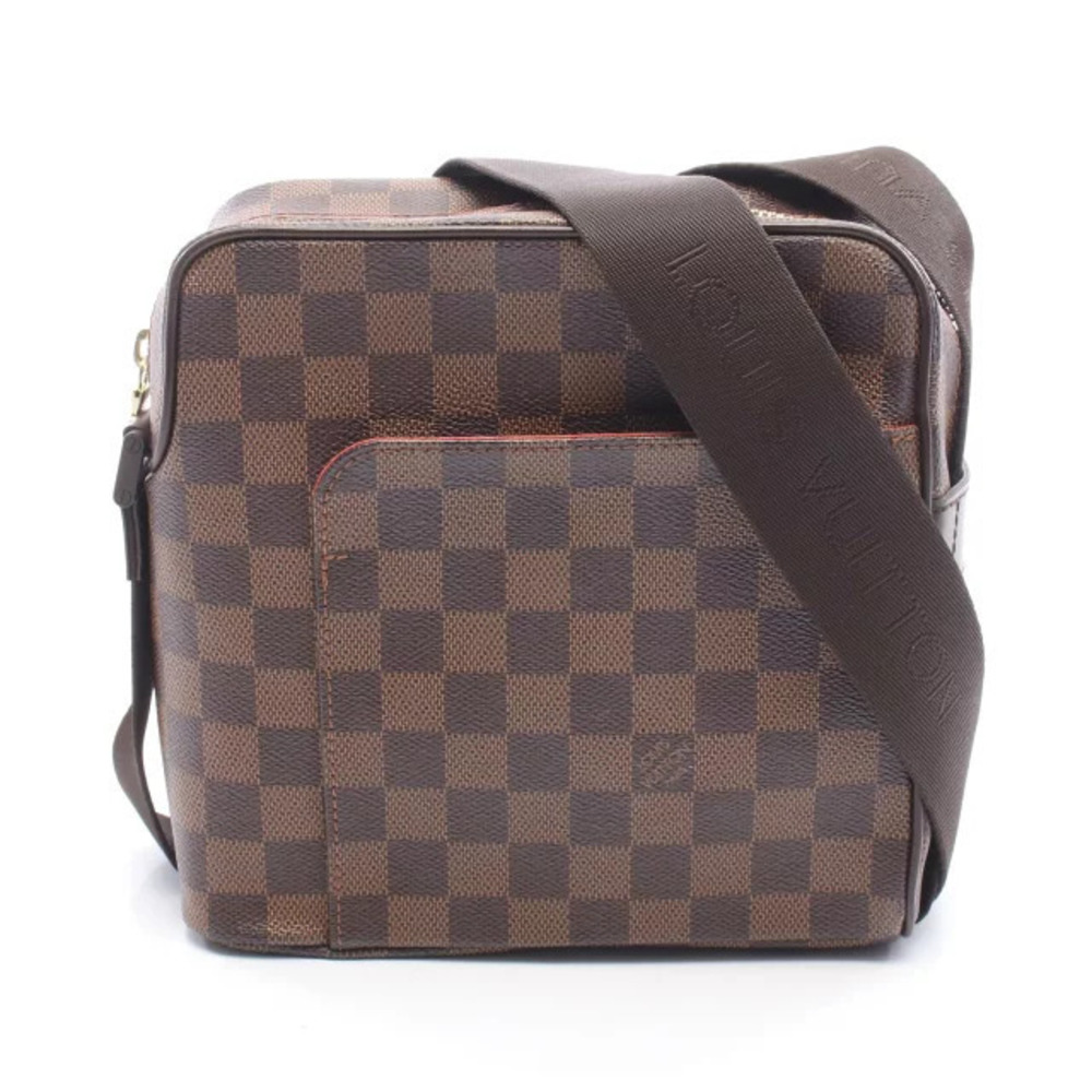 Louis Vuitton Olaf Damier Canvas Leather Shoulder Bag Ebene Brown